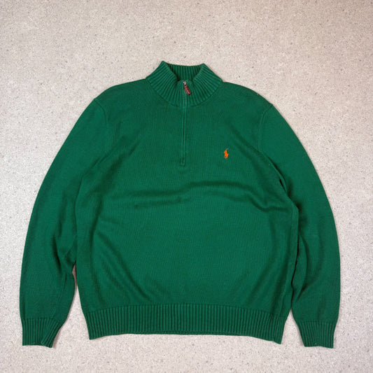 Ralph Lauren 1/4 Zip Jumper XL Green Colourway Embroidered Logo
