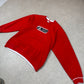 Adidas Sweatshirt Large Red Colourway Big Embroidered Logo Y2K