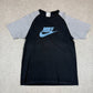Nike T Shirt Medium Y2K Silver Tag Navy Grey Short Sleeve