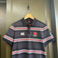 England Rugby Canterburry Polo Shirt Small Grey Black Striped Embroidered Logos