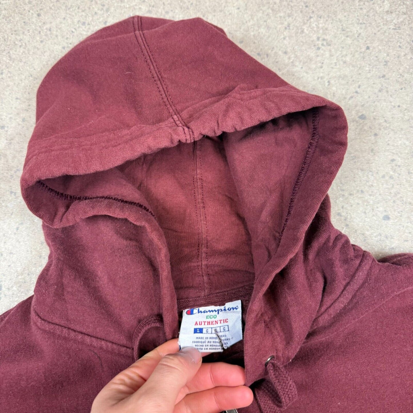 Champion Full Zip Hoodie Large Burgundy Hooded