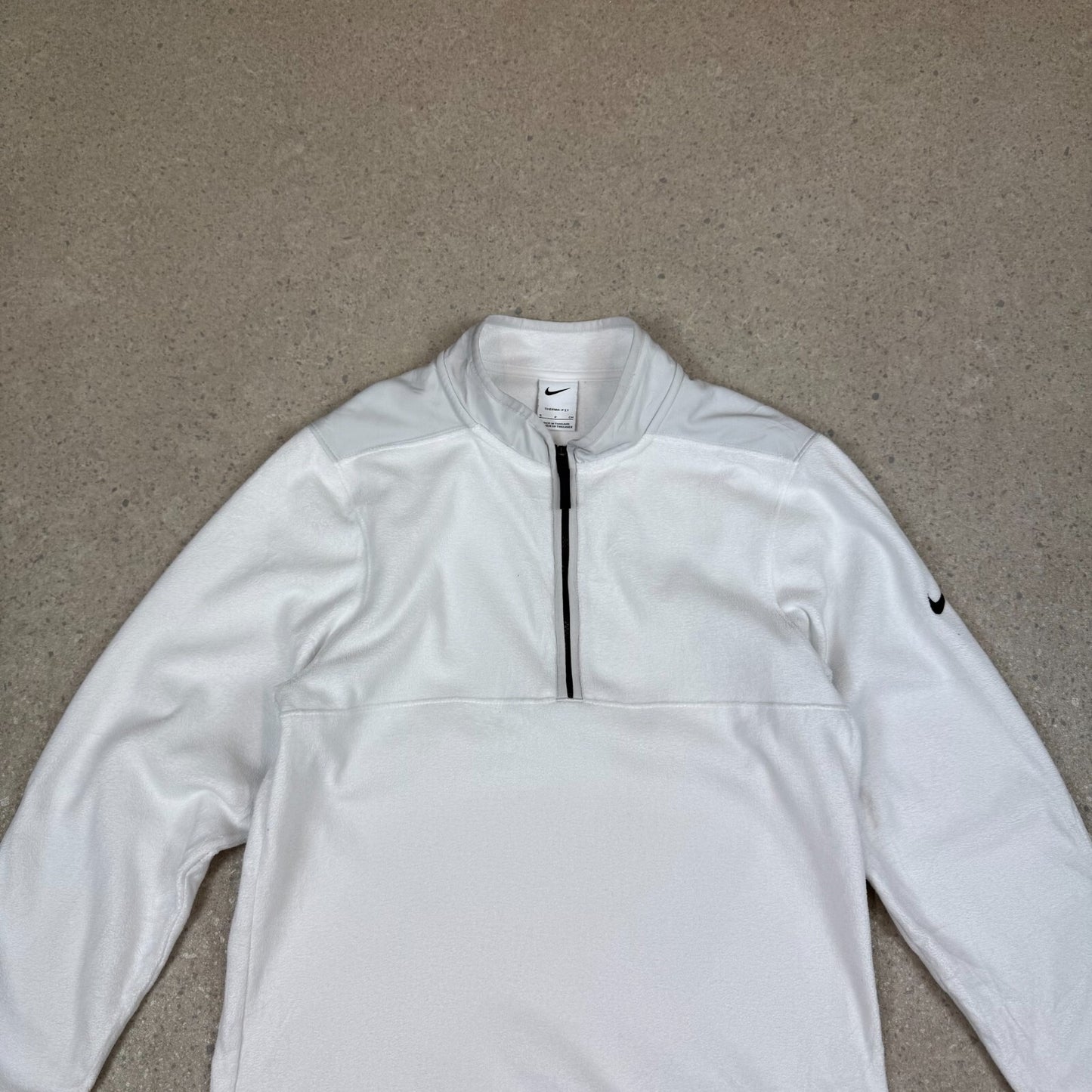 Nike 1/4 Zip Jumper Fleece Small White Colourway Embroidered Swoosh Logo