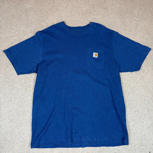 Carhartt T Shirt Large Loose Fit Blue Colourway Pocket logo Heavyweight