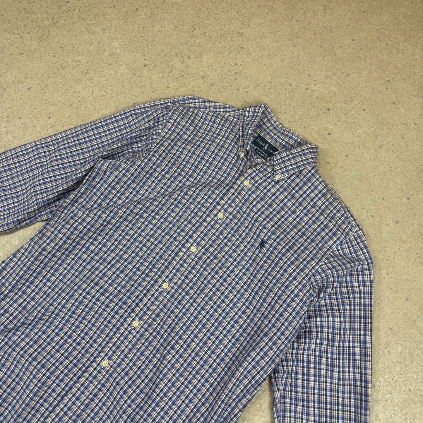 Ralph Lauren Shirt Large Check Embroidered Logo Long Sleeve