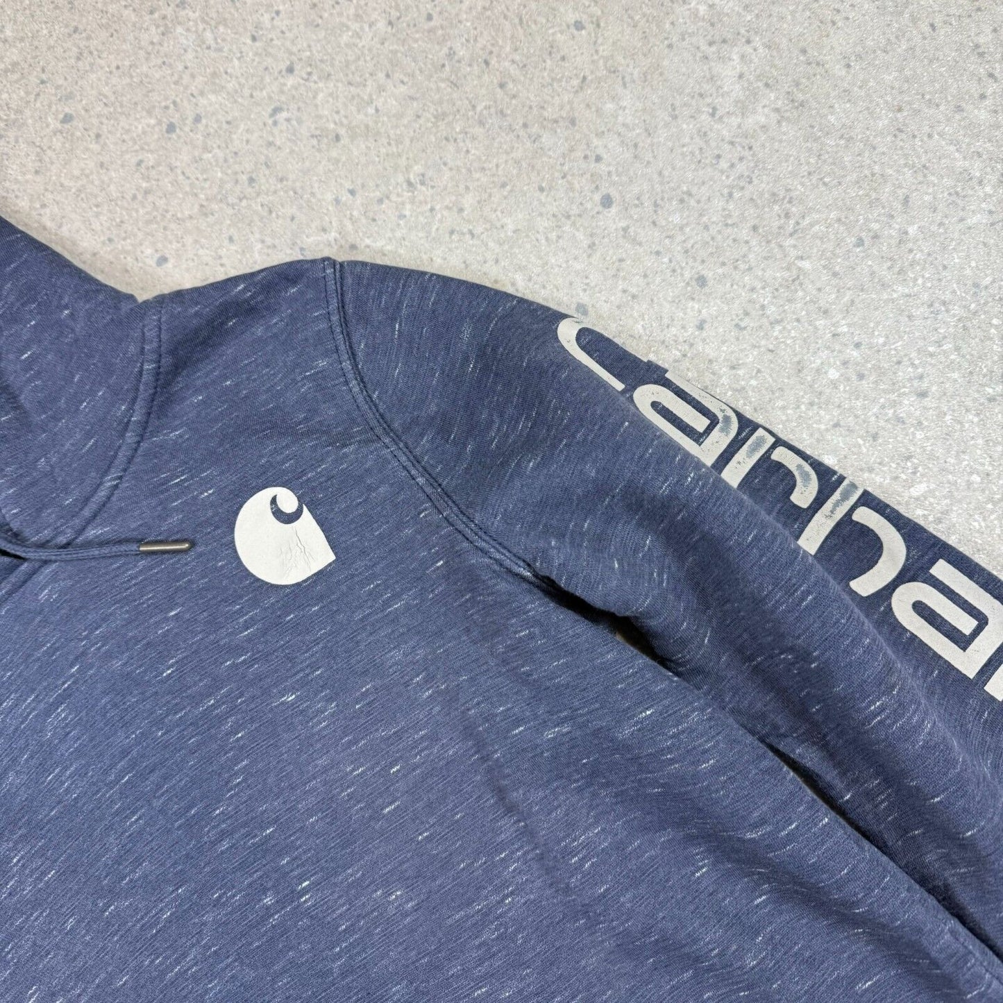 Carhartt Hoodie Small Spellout Navy Grey