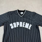Supreme Baseball Jersey 2017 Large Black White Oversized Fit