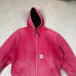 Carhartt Active Jacket Red Pink Colourway Small Embroidered Logo Hoodie