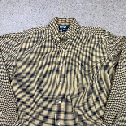 Ralph Lauren Check Shirt Medium Yellow and Navy