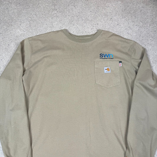 Carhartt Long Sleeeve XLT Beige Colourway Embroidered Logo