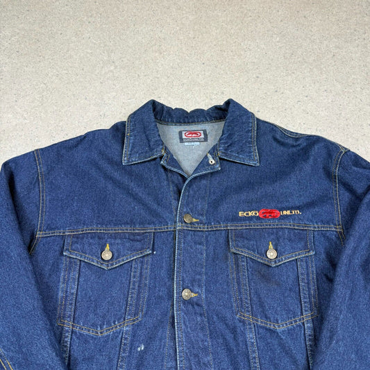 Ecko Unlimited Denim Jacket Large Dark Blue 90s