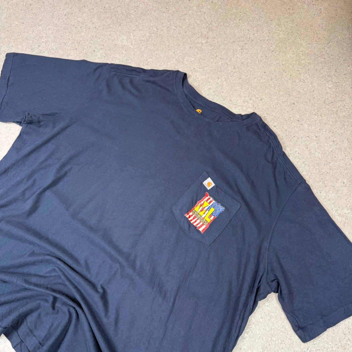 Carhattt Navy Pocket Logo T Shirt 4XL Relaxed Fit Vintage