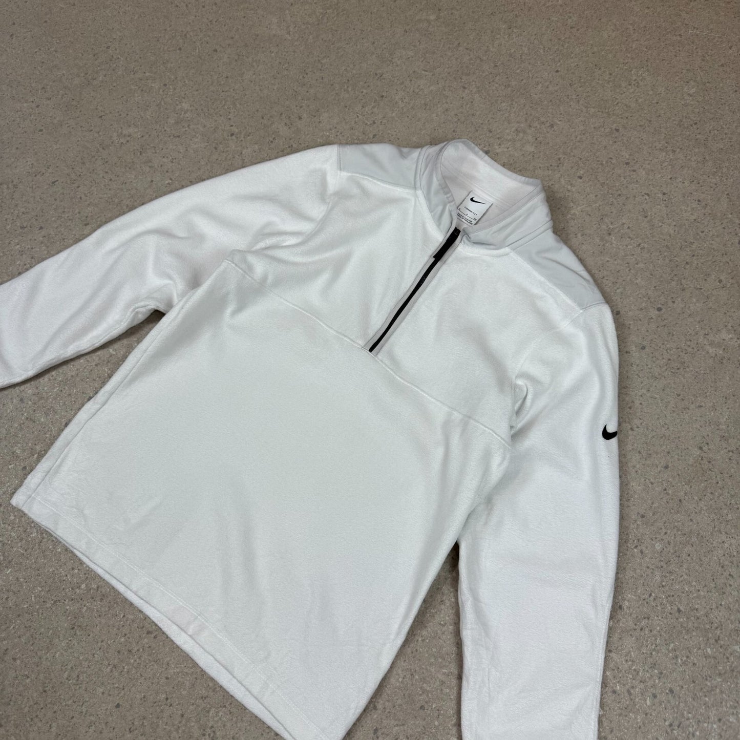 Nike 1/4 Zip Jumper Fleece Small White Colourway Embroidered Swoosh Logo