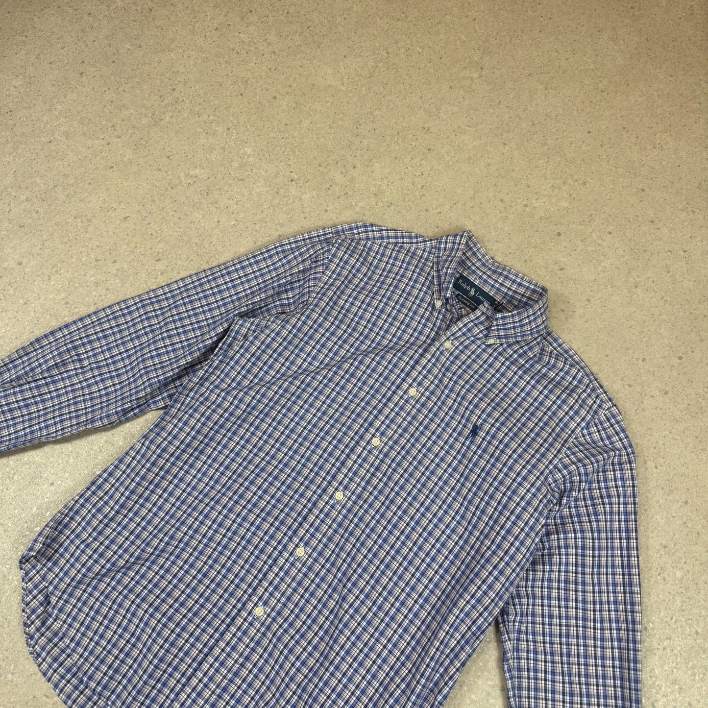 Ralph Lauren Shirt Large Check Embroidered Logo Long Sleeve