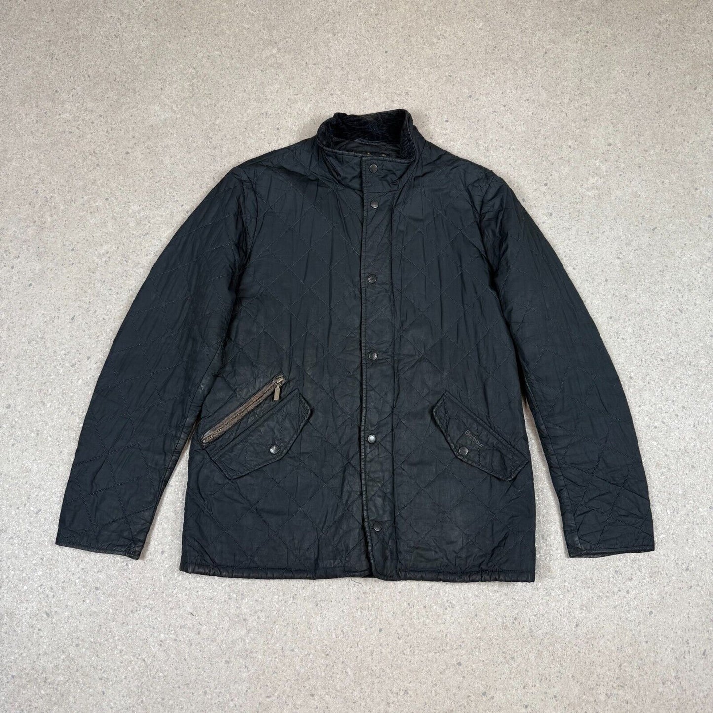 Barbour Jacket Medium Padded Black Jacket Embroidered Logo