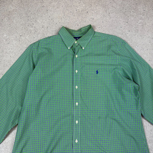 Ralph Lauren Shirt 2XL Check Pattern Green Blue