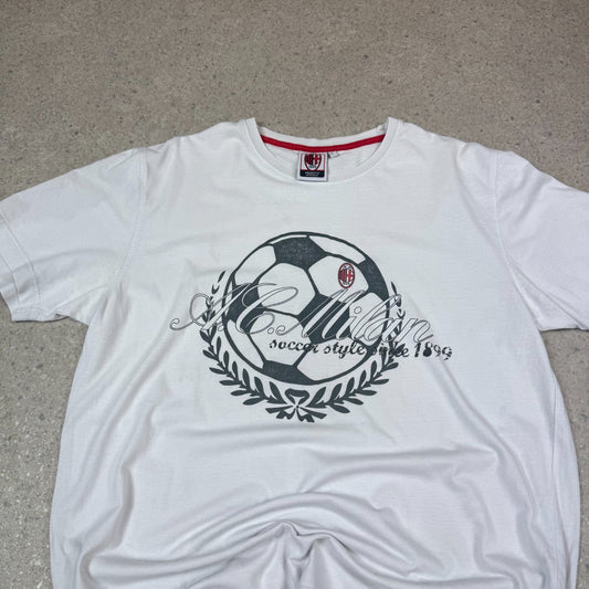 AC Milan T Shirt Large White Retro Milan Official Short Sleeve
