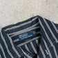Ralph Lauren Shirt Large Black White Striped Custom Fit Long Sleeve