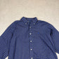 Ralph Lauren Tilden Golf Shirt Medium Blue Check Lightweight Button Down