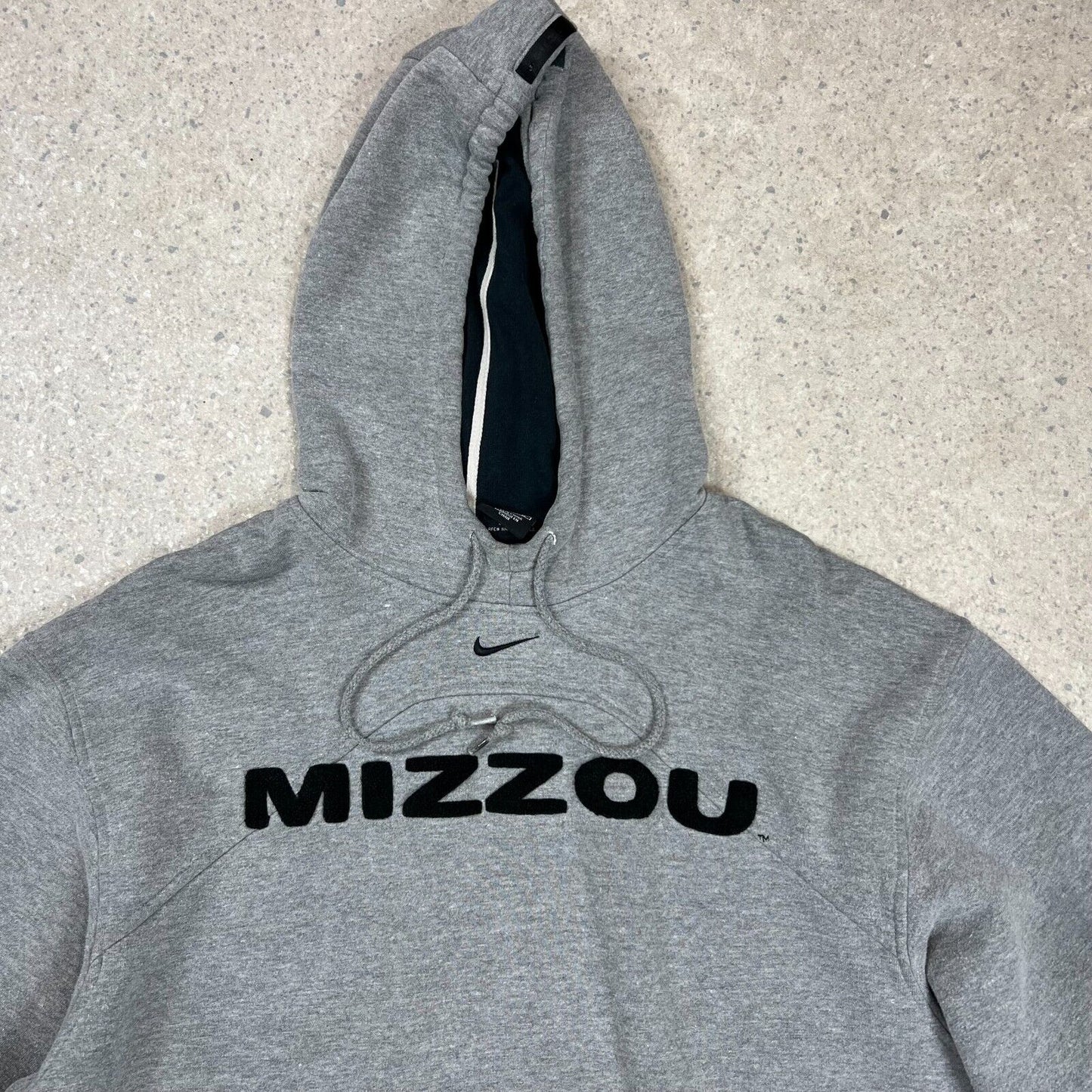 Nike Centre Swoosh Hoodie Medium Grey 90s Mizzou Hooded Sweatshirt