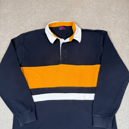 Kappa Rugby Shirt XL / XXL Navy Yellow Long Sleeve