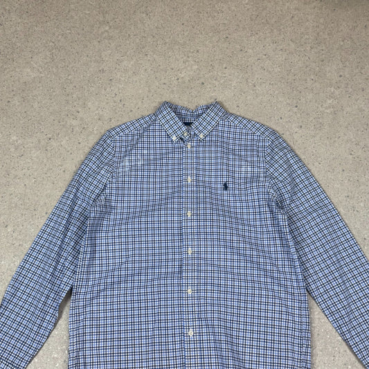 Ralph Lauren Shirt Small Embroidered Logo Blue Check