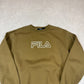 Fila Sweatshirt XL Khaki Colourway Embroidered Logo Y2K