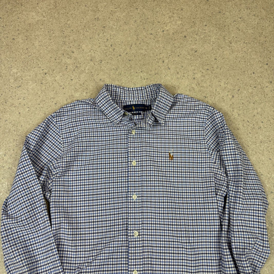 Ralph Lauren Shirt Medium Blue Slim Fit Check Long Sleeve