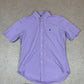 Ralph Lauren Shirt Medium Purple Check Embroidered Logo Short Sleeve