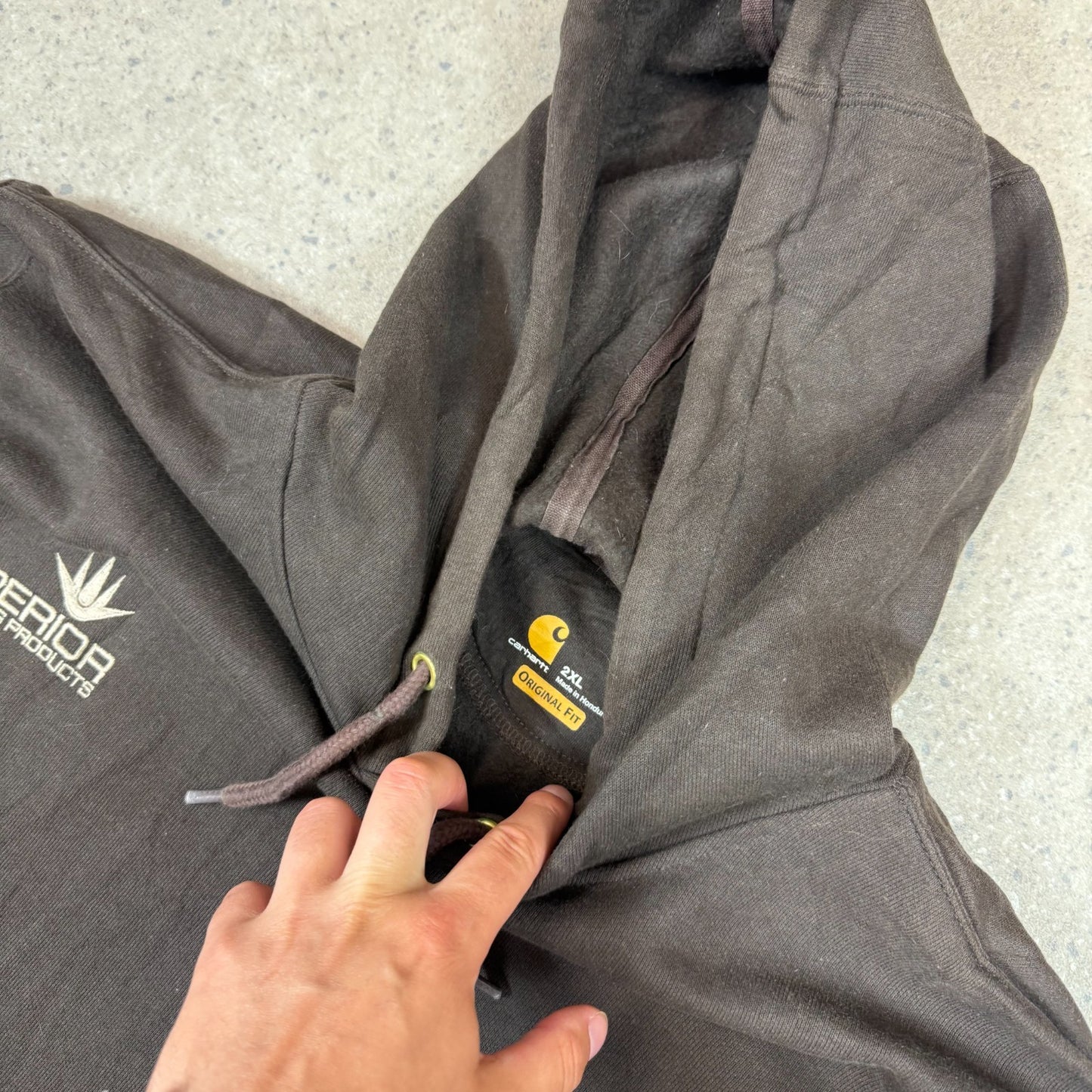Carhartt Hoodie 2XL Brown Embroidered Heavyweight Hooded