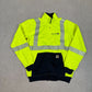 Vintage Carhartt Hi Vis Zip Up Large Green Black Jumper United USA