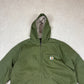 Carhatt Sherpa Active Jacket Medium Moss Green Lined Hooded Zip Up