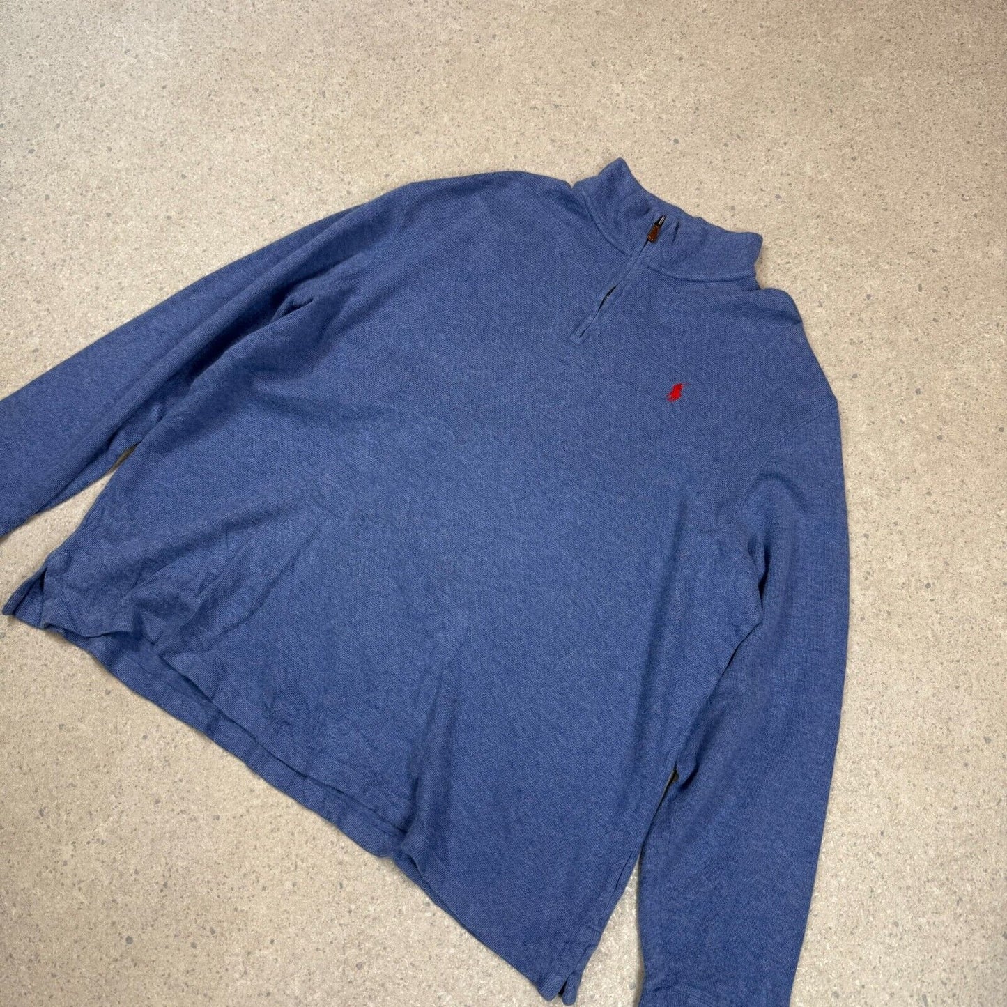 Polo Ralph 1/4 Zip Jumper XL Blue Colourway Estate Rib