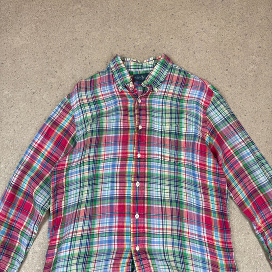 Ralph Lauren Shirt Large Flannel Blue Red Multicolor