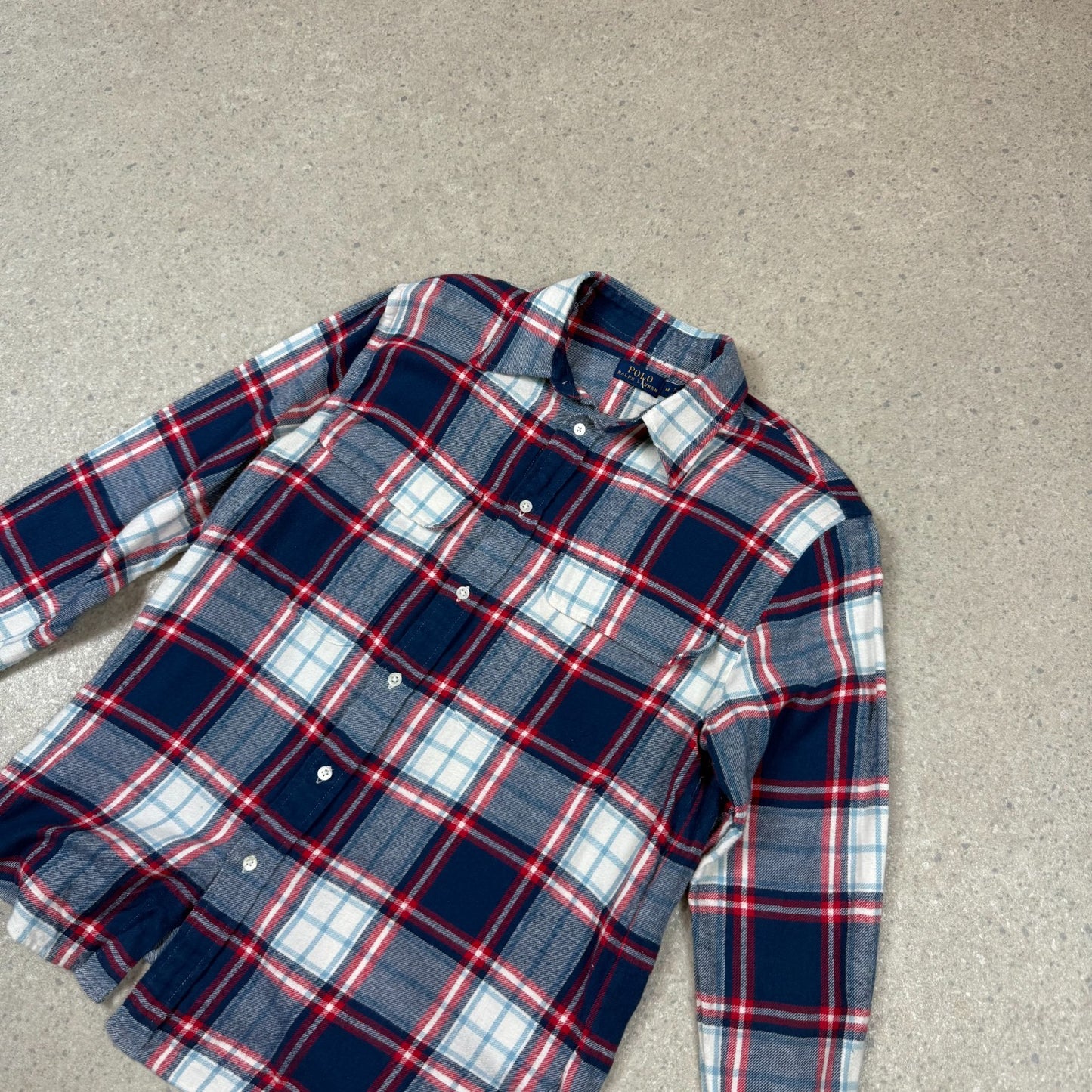 Ralph Lauren Soft Flannel Medium Check Navy Grey