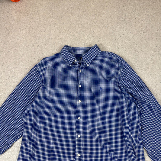 Ralph Lauren Shirt XXL Blue Check 18” Neck Button Down