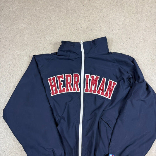 Herriman Windbreaker XXL Blue Vintage Made in USA College Jacket Embroidered 90s