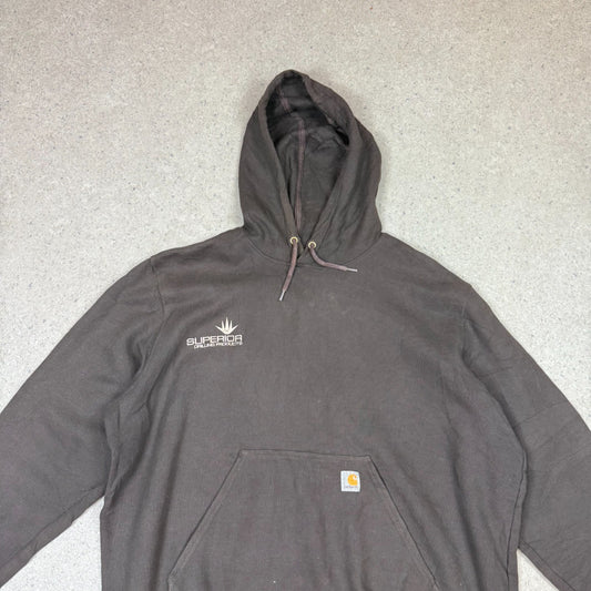 Carhartt Hoodie 2XL Brown Embroidered Heavyweight Hooded