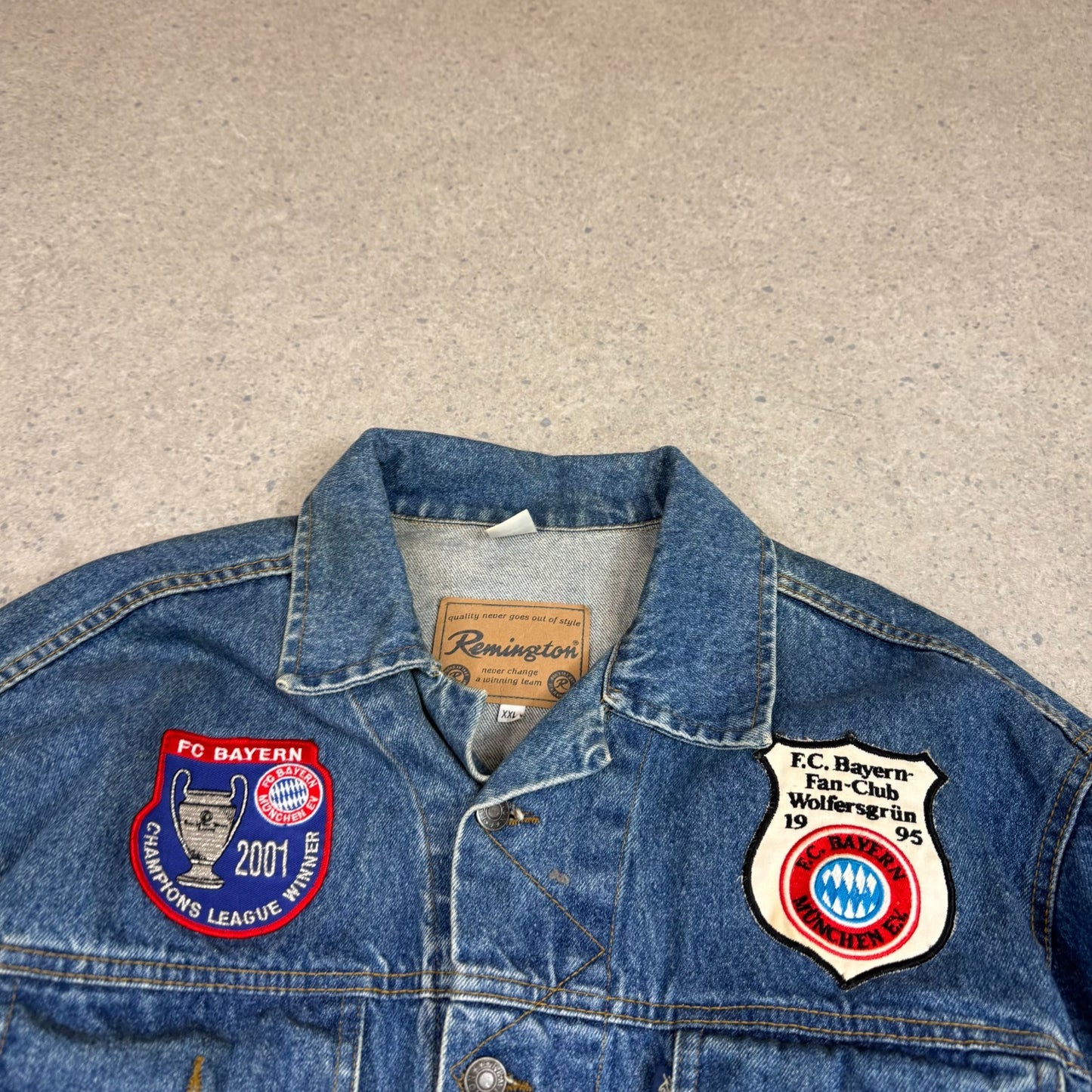 Bayern Jacket Large Blue Munich 2001 Champions League Winner Denim