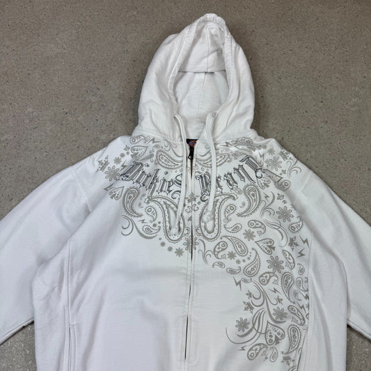Dickies Zip Up Hoodie Large White Y2K Hooded