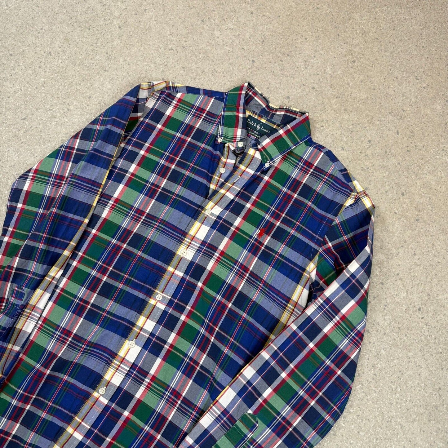 Ralph Lauren Check Shirt Medium Blue Custom Fit