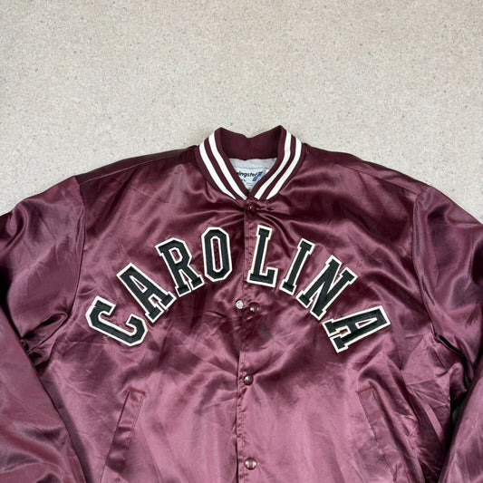 Carolina Satin Varsity Jacket XL Burgundy Swing Ster USA Vintage 90s Rare