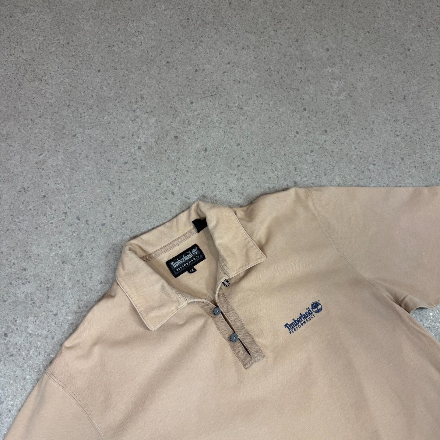 Timberland Polo Shirt Large Beige Colourway Embroidered Logo Short Sleeve