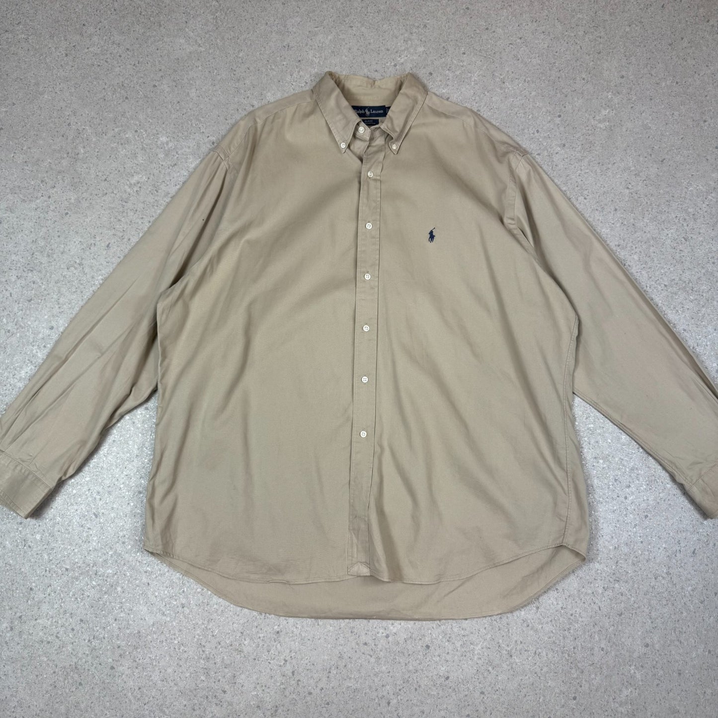 Ralph Lauren Shirt XXL Blake Fit Beige Colourway Embroidered Logo Oversized Fit