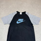 Nike T Shirt Medium Y2K Silver Tag Navy Grey Short Sleeve