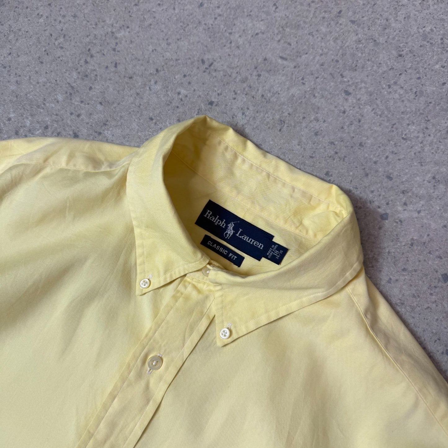 Ralph Lauren Shirt 2XL Yellow Embroidered Blue Logo Classic Fit 18” Neck