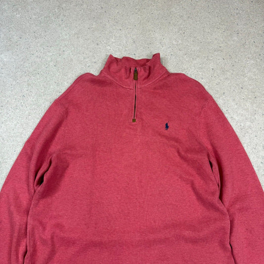 Polo Ralph Lauren 1/4 Zip Large Coral Pink Rare