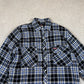 Dickies Flannel Jacket Medium Black White Padded Lined Embroidered Logo