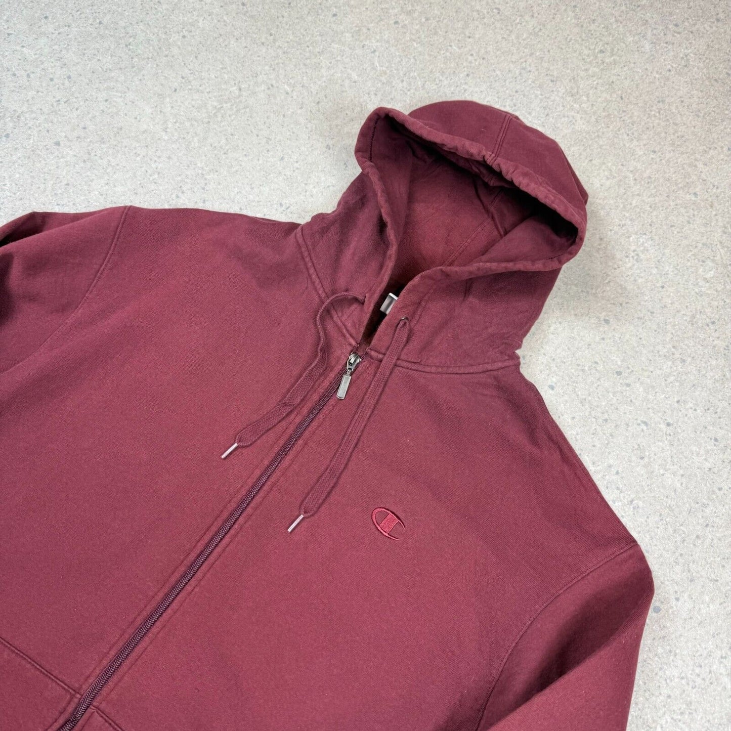 Champion Full Zip Hoodie Large Burgundy Hooded