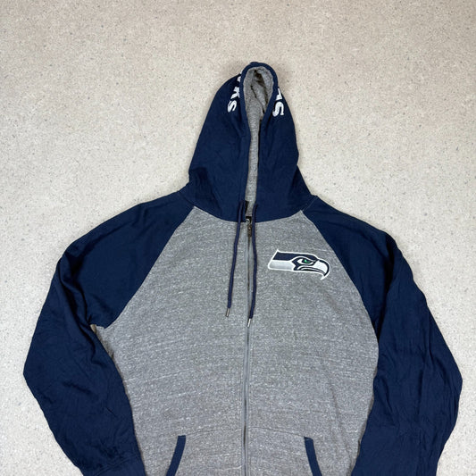 Seattle Seahawks Zip Up Hoodie XL Grey Navy Colourway Embroidered Logo
