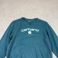 Carhartt Sweatshirt Small Full Embroidered Spellout Blue Colourway